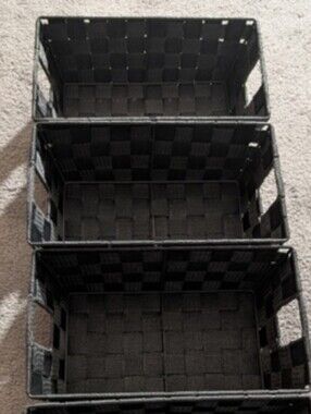 Set of (3) Gray Woven Storage Baskets